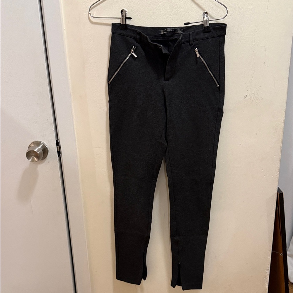 Zara Charcoal Trousers with Zipper Accents